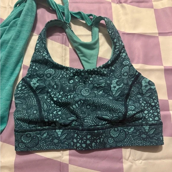 Lululemon 2-in-1 Braided Back Tank Top - Teal Paisley - Picture 8 of 8